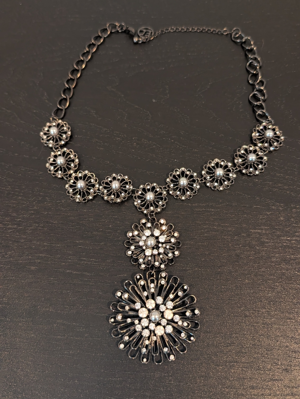 Erica Lyons Silver Floral Statement Necklace